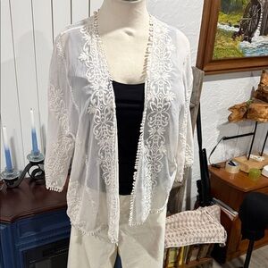 Elegant embroidered Off White Lace Women's Jacket